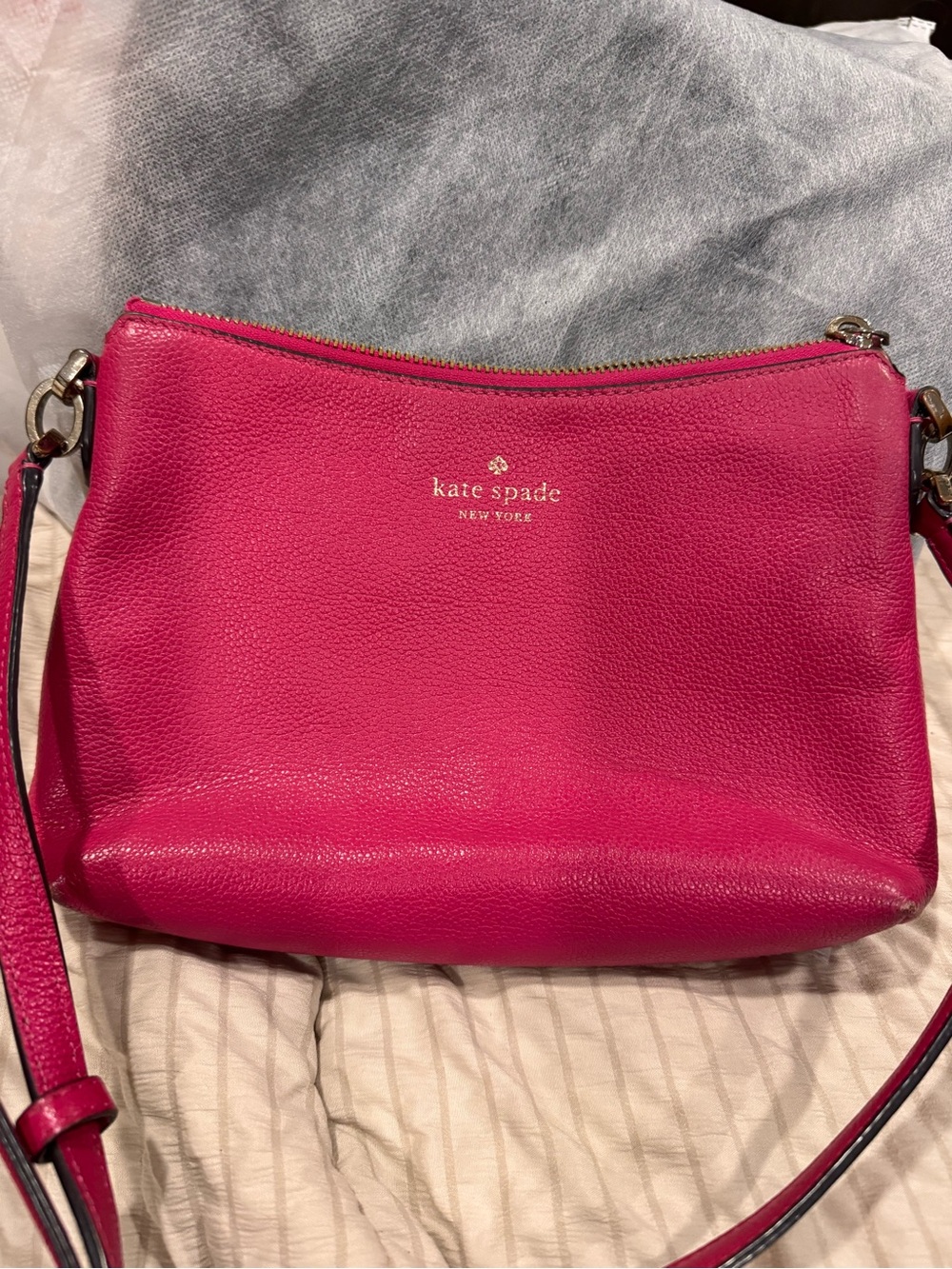 Kate spade Hot Pink Leather Crossbody Bag 9.5x7.5x2 inches